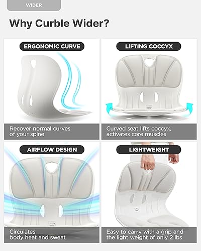 Miniatura 6 de Curble Wider (Estándar Ancho) Silla Ergonómica de Soporte para la Espalda, Soporte Lumbar para Corrección de Postura y Alivio del Dolor de Espalda,