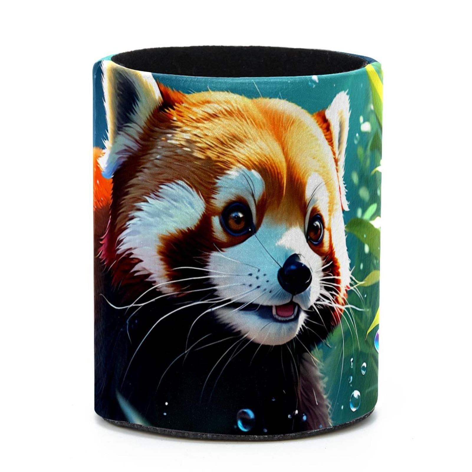 VAPOKF Round Pencil Holders for Desk, Lovely Raccoon Swims Underwater Pen Holders Pen Pot Makeup Brushes Storage Desktop Stationery Supplies Organiser for Home Office