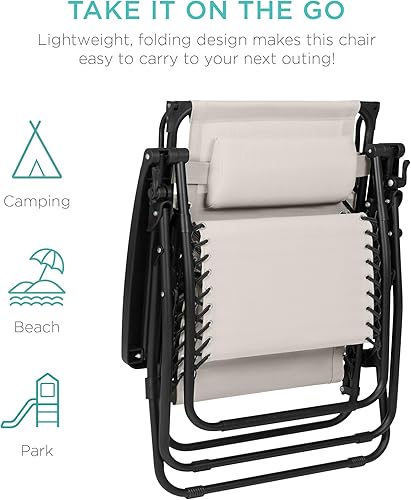 Miniatura 208 de Best Choice Products Silla reclinable plegable de gravedad cero para exteriores, de patio, para salón al aire libre, con toldo ajustable, Bandera