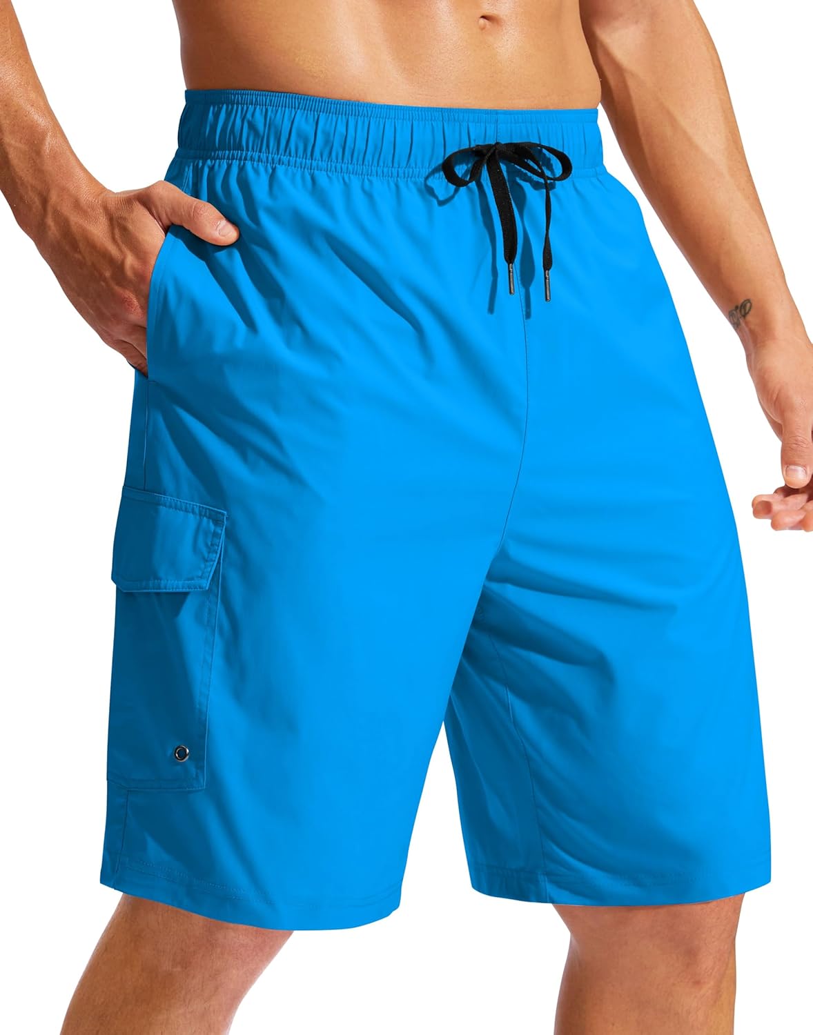 Men's Swim Trunks No Liner 9" Board Shorts Quick Dry Bathing Suit Swimming Beach Shorts for Men with 3 Pockets