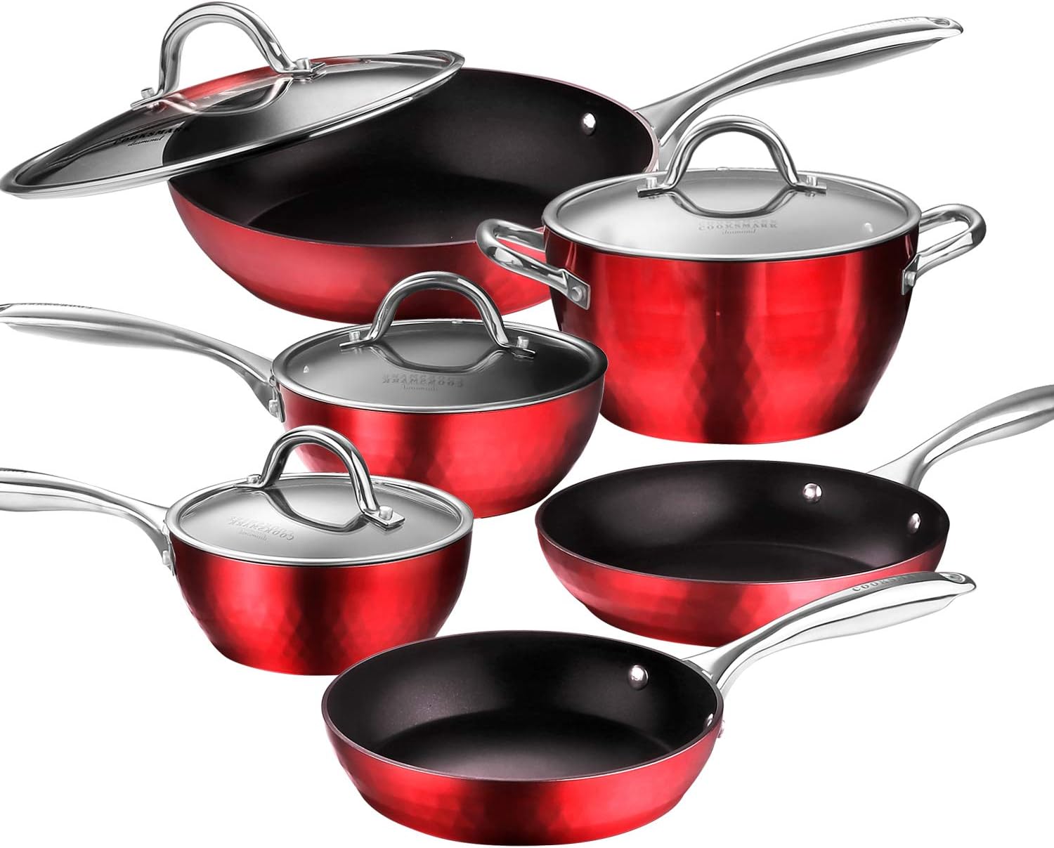AMERICOOK 10 Piece DiamondInfused Pans and Pots Set, Induction Cookware Set