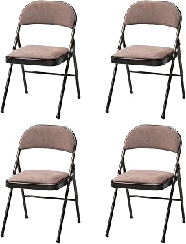 MECO Sudden Comfort Tubular Steel Frame and Deluxe Fabric Padded Folding Chair in Cinnabar Frame and Corrin Fabric Seat and Back Set of 4
