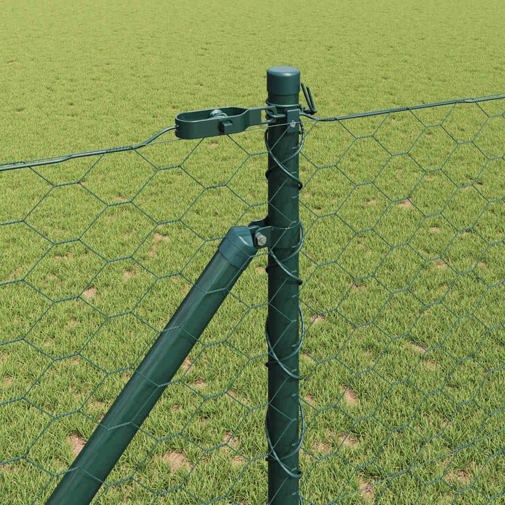 Valla de alambre soldado con púas, 100 x 1 m, color verde, acero recubierto de PVC, incluye postes, postes angulares, tapas de plástico, tensores, alambre de encuadernación, resistente a la