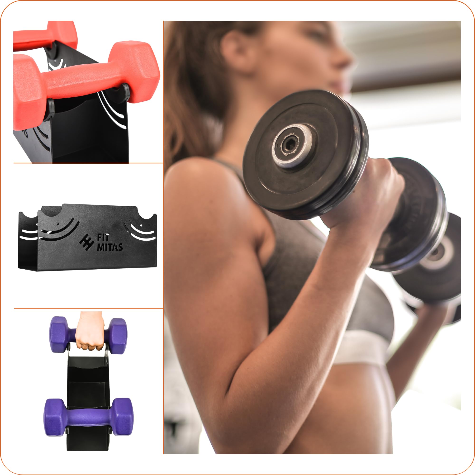 Supporto per Manubri e Organizer per Materiale Sportivo, Mensola per Manubri e Accessori da Palestra in Metallo, Grigio