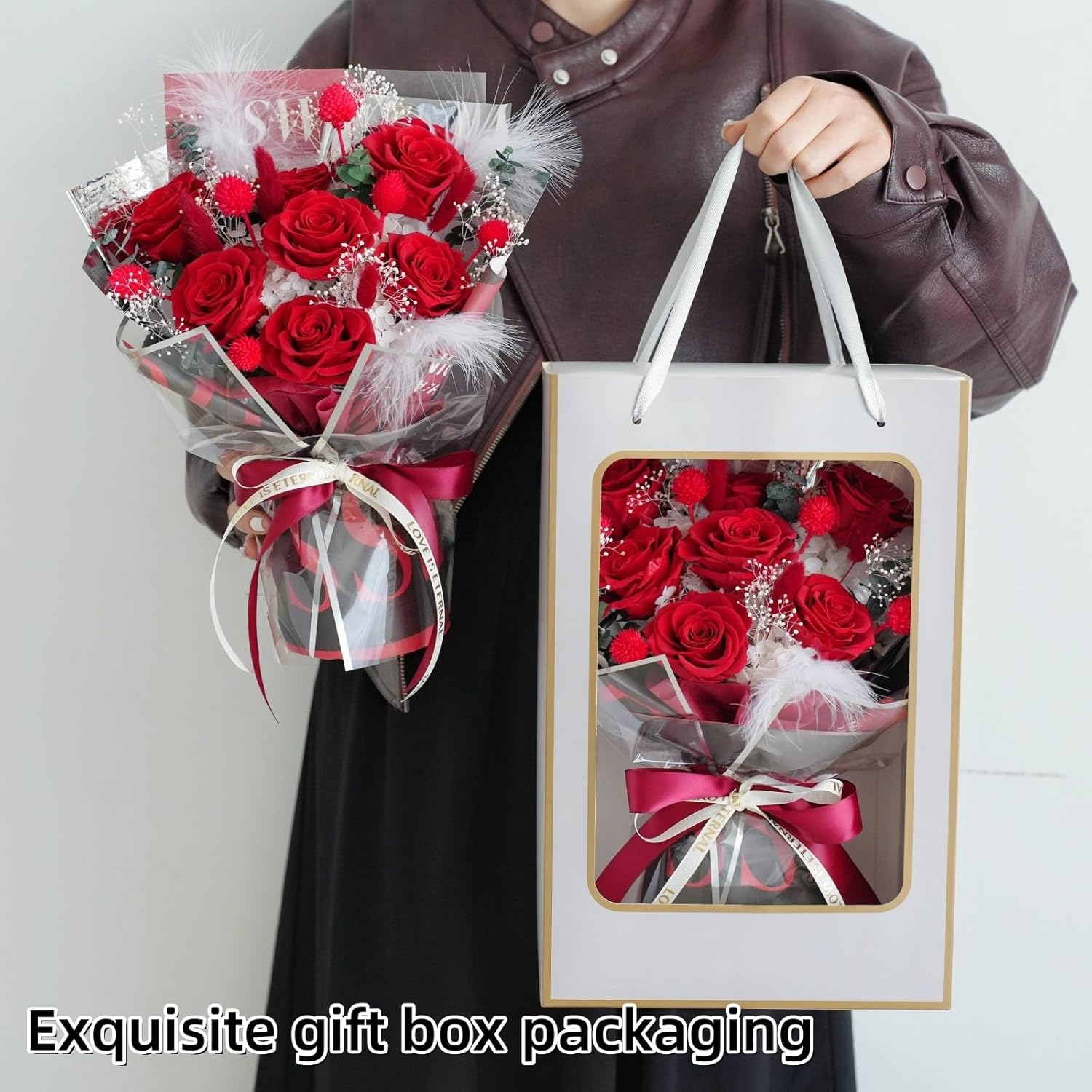 Preserved Flowers Bouquet, Flowers for Delivery Prime,100% Real Roses That Last Up to 3 Years, Gift for Her: Birthday Christmas Valentine's Day Mother's Day,Christmas, Room Decorations - Image 4