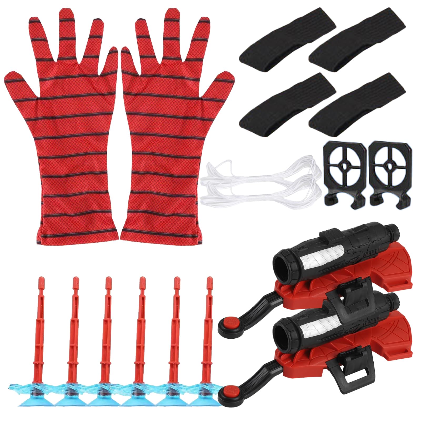Zestaw 2 rękawiczek Launcher, rękawice Spider Launcher, rękawice Kids Spider Hero, zabawna zabawka edukacyjna, rekwizyt dla dzieci (opakowanie OOP -Bag)