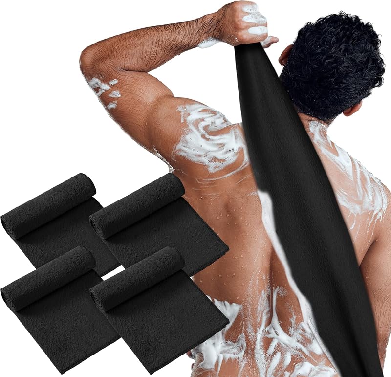 Tatuo Toalhas Esfoliantes Corporais de Rayon Preto, 4 Unidades