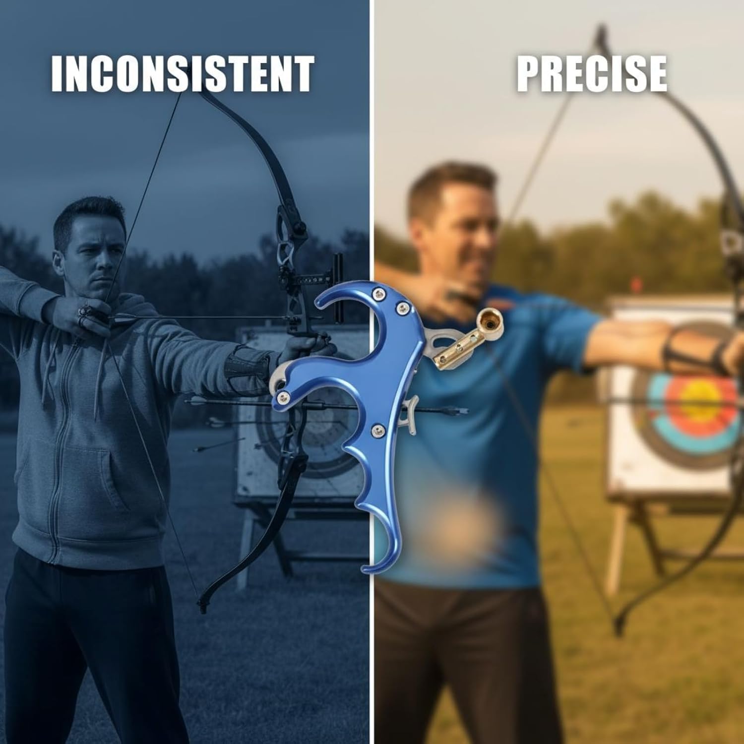 Archery Compound Bow Release Aid, Aluminum Alloy 4-Finger Grip with Anti-Slip Trigger, Adjustable Sensitivity, Stable, Safe, for Enhanced Accuracy