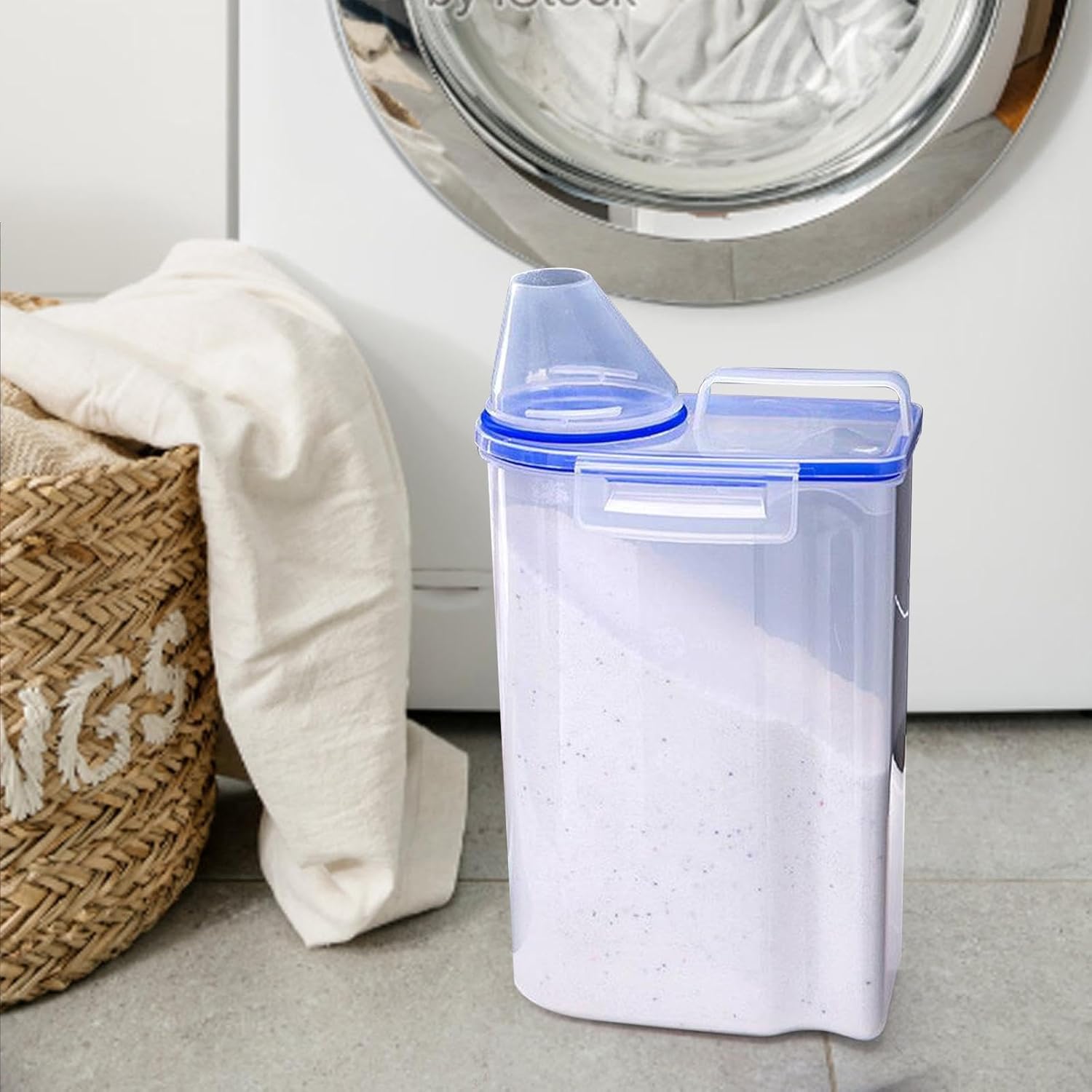 Laundry Powder Storage Container Organizer, 2L Portable Multipurpose Laundry Soap Dispenser for Home, Bathroom, Dorm