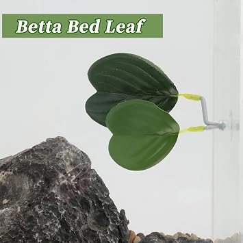 Betta Fish Bed, Betta Leaf Bed, Plastic Betta Heart-Shaped Hammock, Betta Hammock Pad with Suction Cup, Betta Fish Resting Place Betta Fish Supplies Aquarium Decor, Green