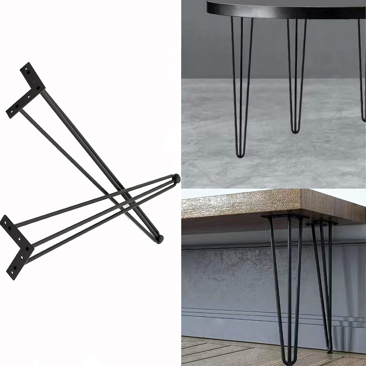 SPACEEUP 40" Hairpin Table Legs, 4PCS Coffee Desk Legs with Rubber Floor Protectors, Heavy Duty Metal Furniture Legs 3 Rods for Home DIY Bench Desk Bar Dining End Table Chairs