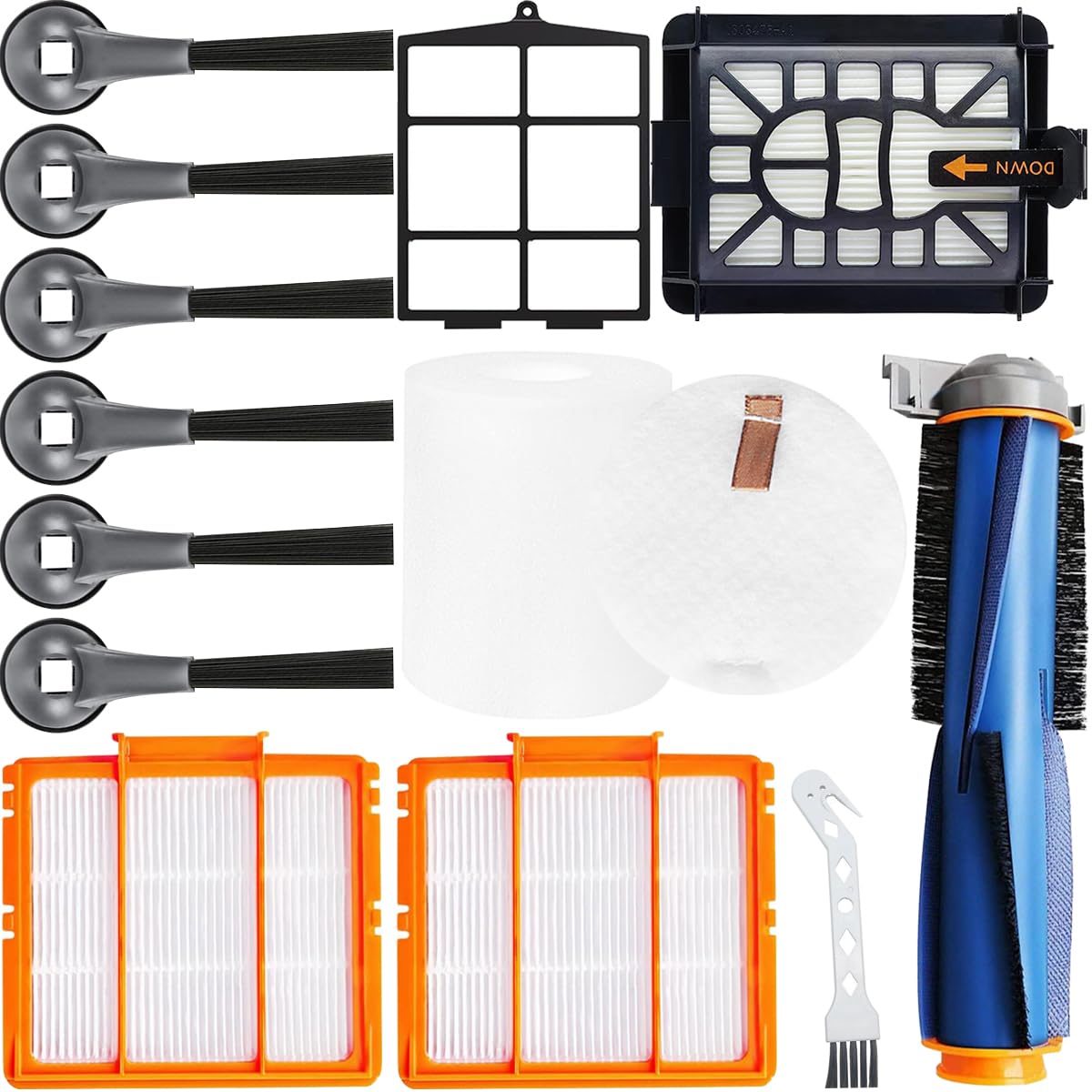 Replacement Parts for Shark AI Ultra 2-in-1 Robot Vacuum Cleaner Self-Empty RV2600WSEU RV2500SEU RV2610WA RV2620WA - Accessories Kit With Main Brush, Side Brush, Pre-Filter, Foam & Felt Filter