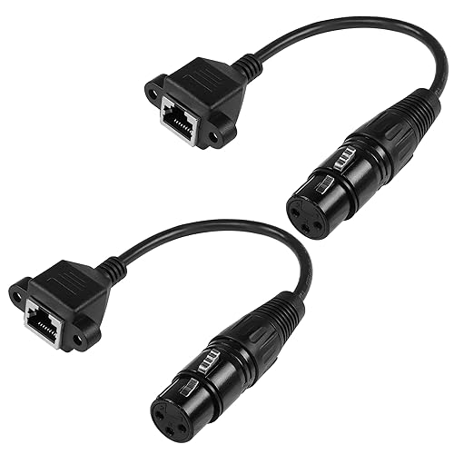 Miniatura 7 de YACSEJAO Adaptador XLR a RJ45 de 3 pines, 2 unidades, RJ45 a XLR, DMX de 5.9 in, cable adaptador XLR de 3 pines a RJ45 para escenario y estudio de