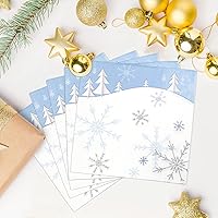 Vista 3 de Servilletas de Copo de Nieve, Servilletas Desechables de Papel para Almuerzo Navideño Decoraciones de Fiesta Temática de Nieve Azul, Servilleta