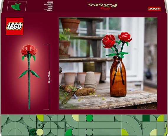 LEGO Botanicals Gül 40460 – Yetişkinler için Uzunluğu Ayarlanabilen, Parçalarla İnşa Edilen 2 Gül İçeren Dekoratif Yapay Çiçek Modeli Yapım Seti, Yaratıcı Sevgililer Günü Hediyesi Fikri (120 Parça)