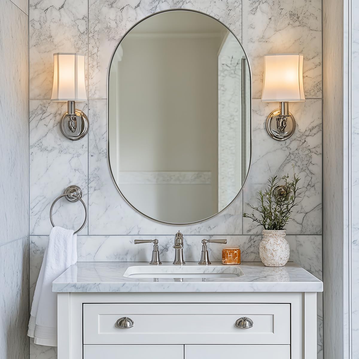 Buy ANDY STAR Chrome Oval Mirror 26x38'' Pill-Shaped Mirror Chrome