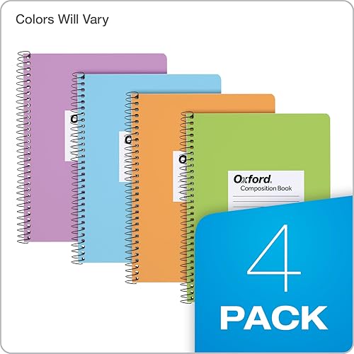 Miniatura 7 de Oxford Cuadernos de composición en espiral, paquete de 4, papel rayado universitario, 9-3/4 x 7-1/2 pulgadas, 80 hojas, cubiertas pastel surtidas