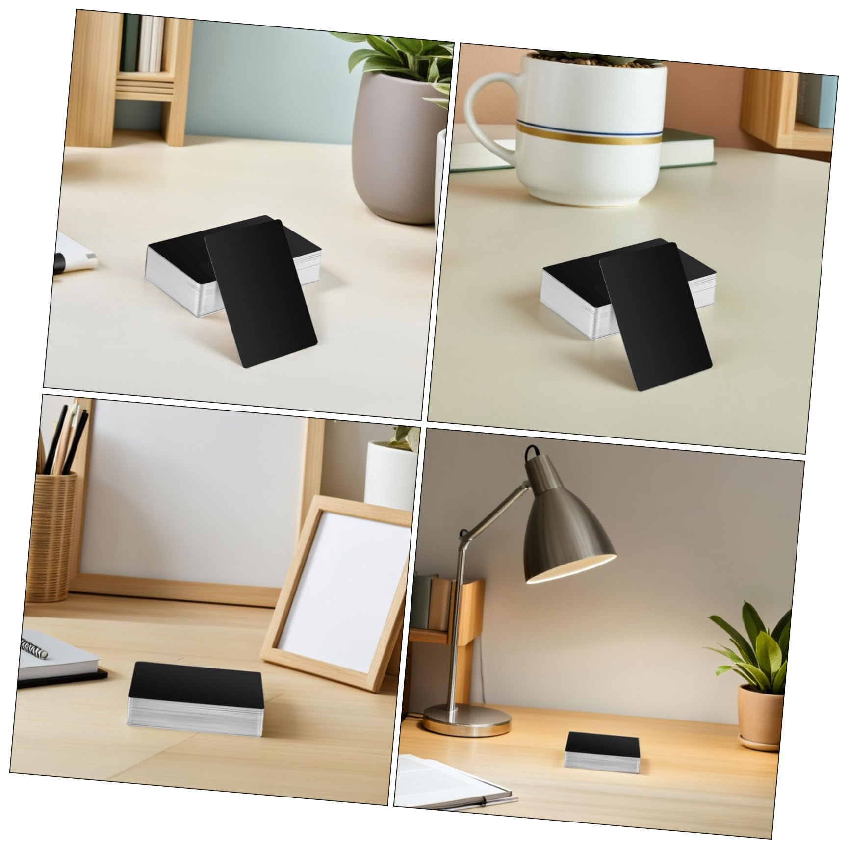 200 Tarjetas de Visita de Metal Negro para Grabado Láser, Calibración Ligera, Material Metálico para Oficina y Hogar, Tamaño 8,5 X 5,4 Cm