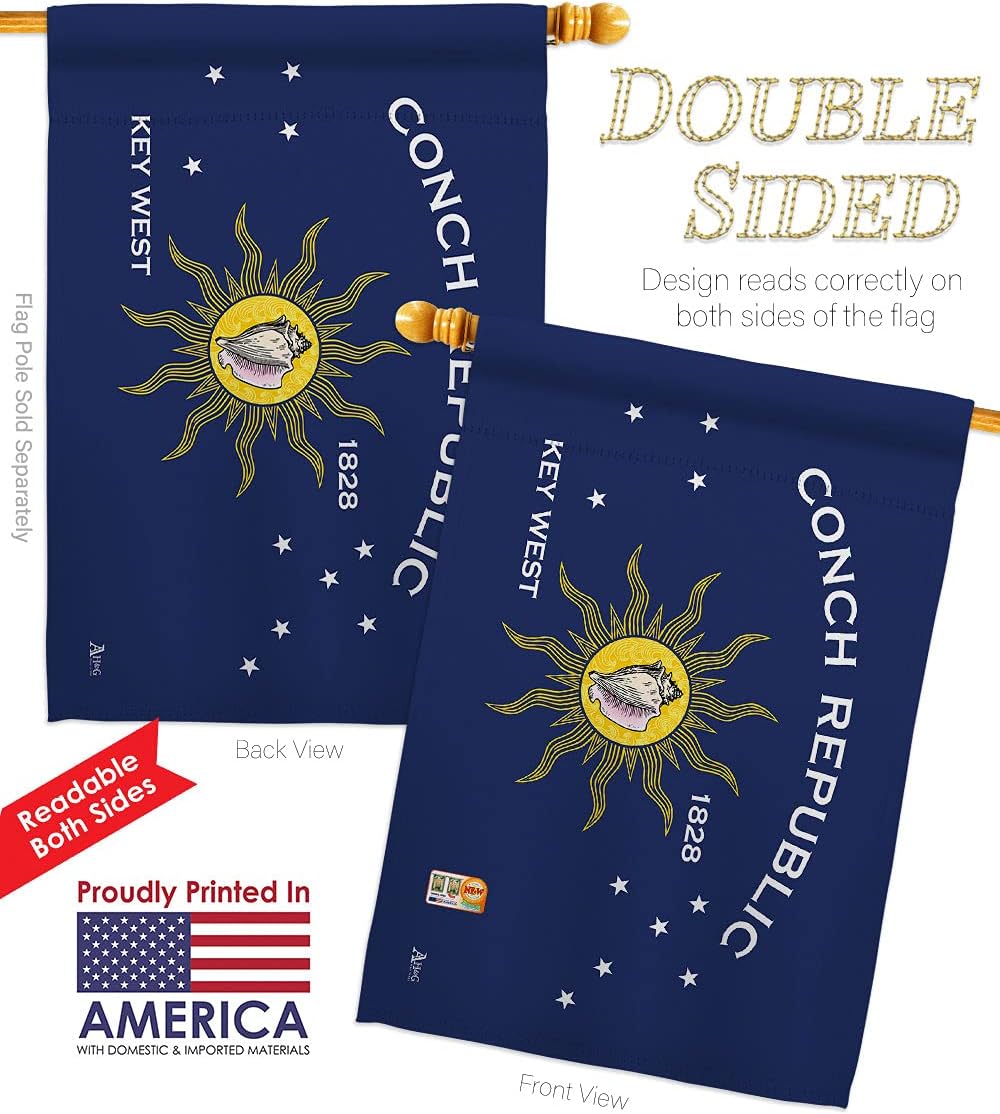Conch Republic House Flags Pack Regional Nationality Nation International World Country Particular Area USA Applique Small Decorative Gift Yard Banner Double-Sided Made In 28 X 40
