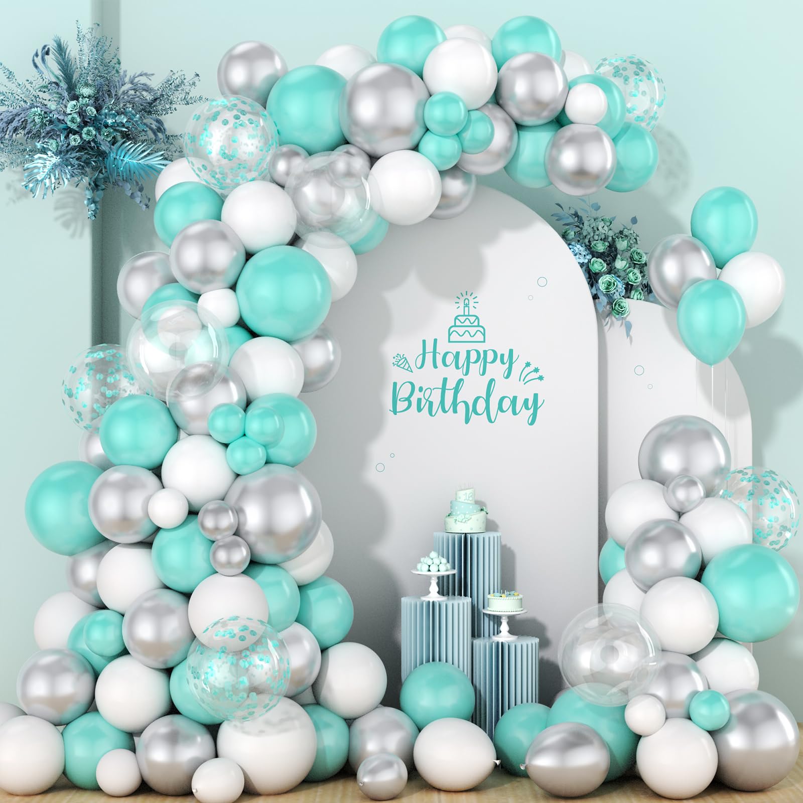 Kit Arco Palloncini Verdi-113 Pezzi Kit Ghirlanda Arco Per Palloncini Compleanno Con Palloncini Verde Salvia, Oro, Beige, Coriandoli e Cuore Per Decorazioni Compleanno, Baby Shower Decorazion