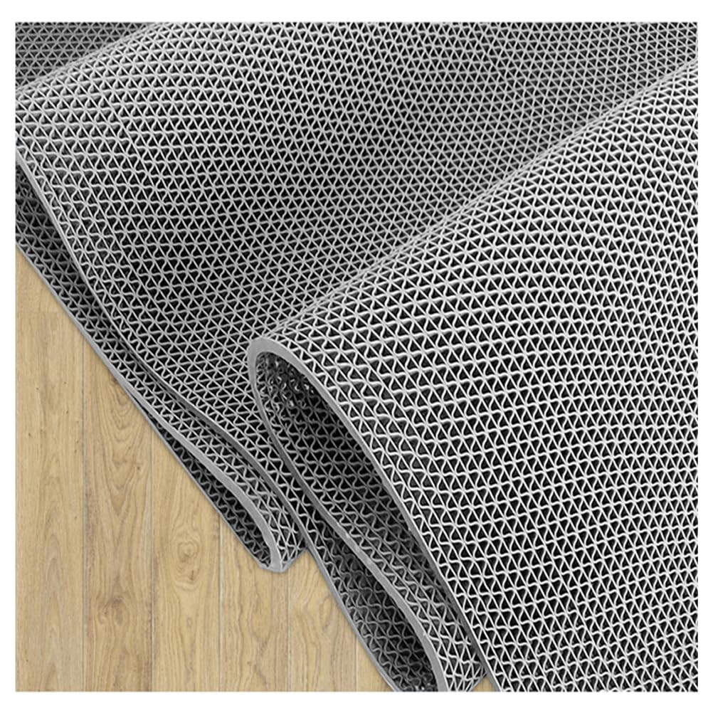 Tappetini Antiscivolo Commerciali, Rotoli Tappetini Drenaggio Forma S, Tappetino Impermeabile Rete Cava da 0,22'' Spessore, Tappetino per Aree Umide per Bar da Cucina,Grigio,0.9x3m/3x10FT