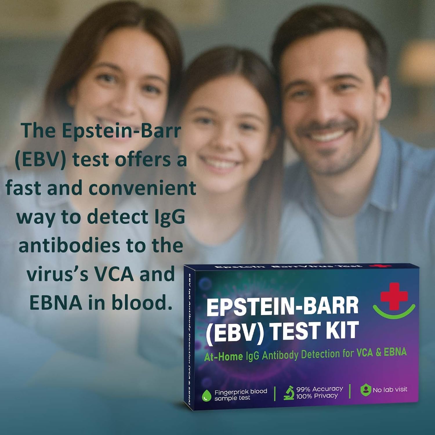 EBV Test Epstein Barr Test Kit in-Home | Quick Check for VCA & EBNA in 15-Minutes Reliable Result, Easy Self Testing at Home