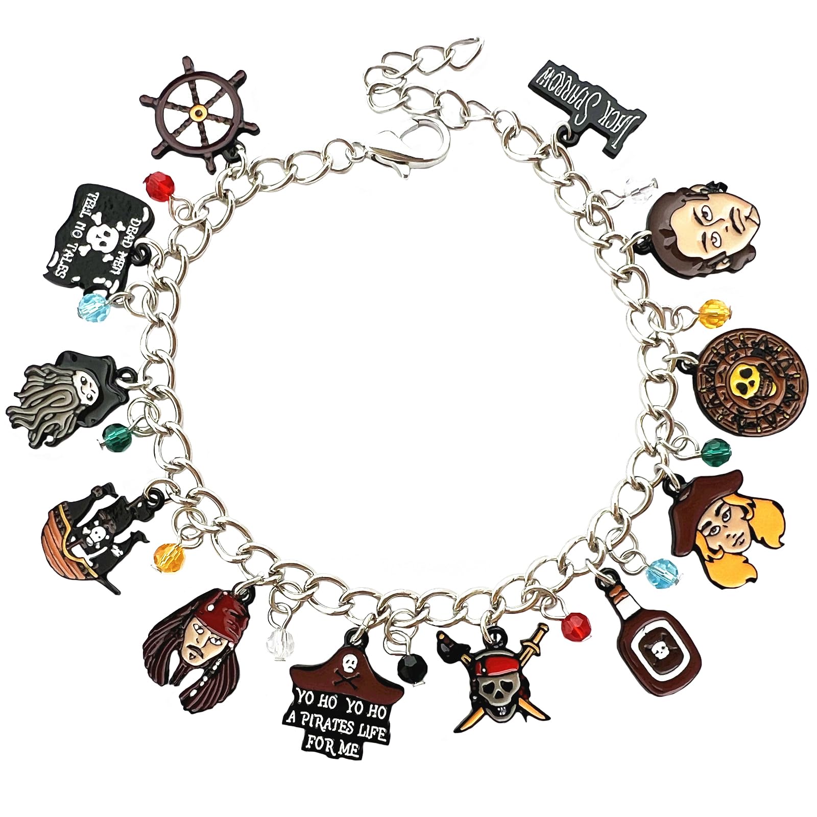 Pirates Caribbean Bracelet Original Design Anime Cartoon Charm Bracelet Gifts for Men Woman Girl, 1