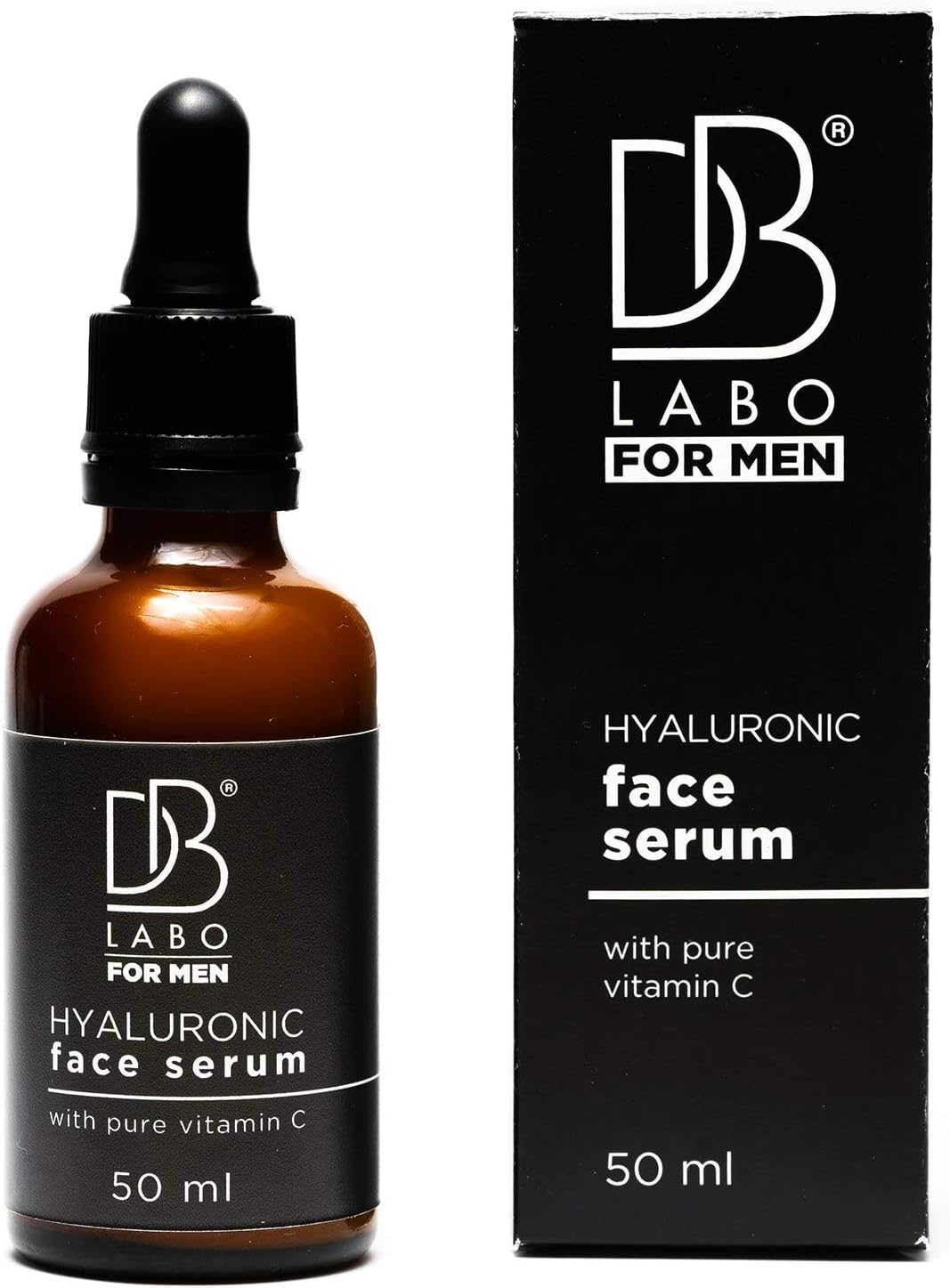Dblabo Men's Face Serum with Pure Hyaluronic Acid and Vitamin C – 100% Made in Italy – Anti-Wrinkle Immediate Effect