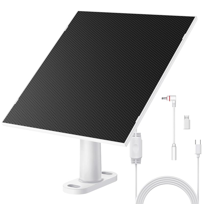 Painel Solar de 5 W para Câmera de Segurança Ring com USB-C e Micro USB, 5 V, gulisot