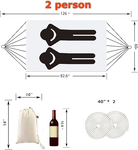 Miniatura 4 de Hamaca portátil con borla y ganchos para hamaca, hamaca interior con flecos de macramé para 2 personas, hamacas dobles bohemias con borlas, columpio