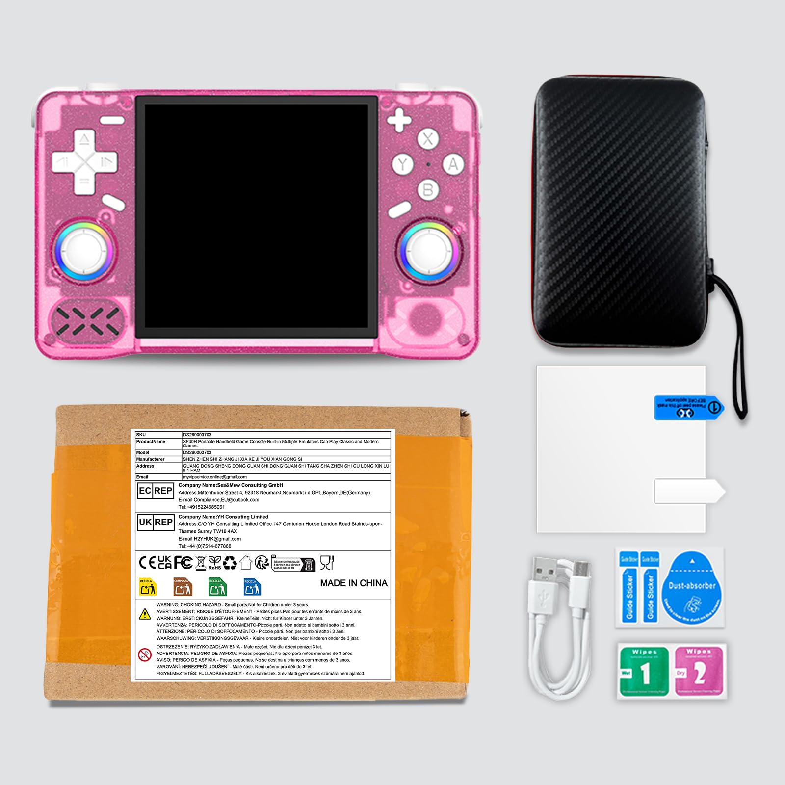 Console Giochi Portatile Retrogaming Emulatore Integrato Linux (Rosa) | Schermo IPS da 4 pollici, emulatore integrato, giochi retrò, WiFi, console portatile per viaggi e tempo libero