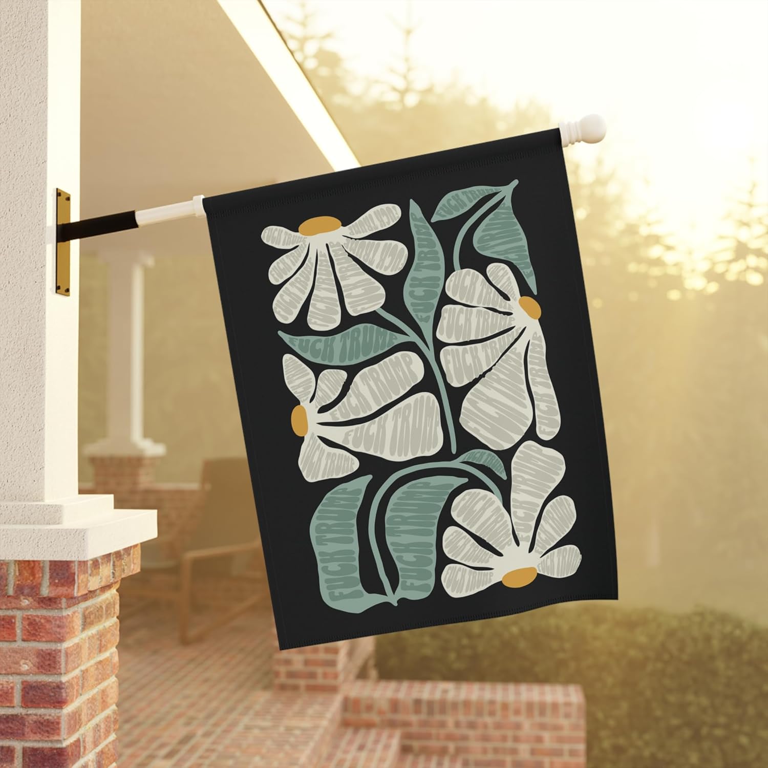 FDT Anti Trump Flag- Flower Political Garden Flag - Small Flag 12x18 Double Sided Yard Decor for Holiday Outdoor Decorations