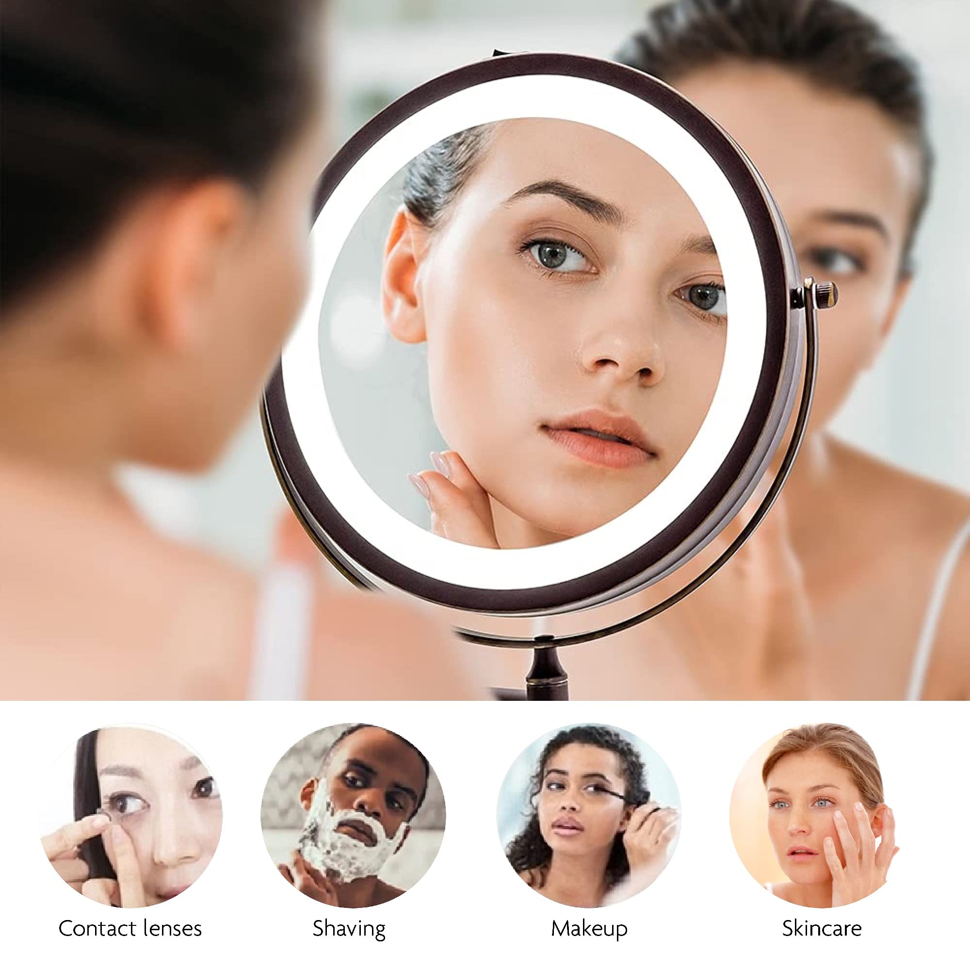 Buy Ovente 7" Lighted Wall Mount Makeup Mirror, 1X & 10X Magnifier