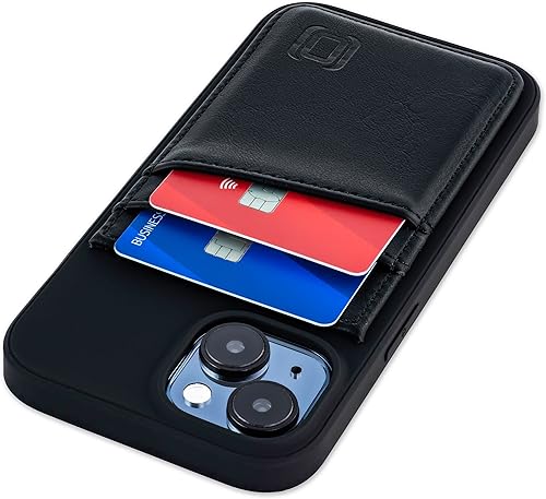 Miniatura 10 de Dockem Funda para iPhone 15 con carcasa de TPU reciclado y 2 ranuras para tarjetas cosidas, cartera de piel sintética reciclada (N2R, marrón claro)