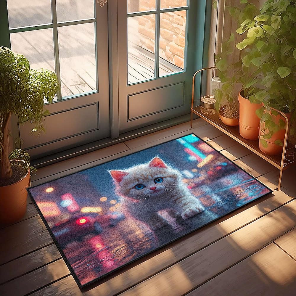 Tapis de porte chaton grand paillasson anti poussière pour sol propre