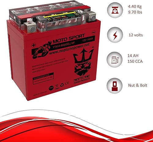 Miniatura 7 de YTX14-BS Batería de GEL de alto rendimiento para Kawasaki vn800-a, B, C Vulcan 95  03 por Neptune