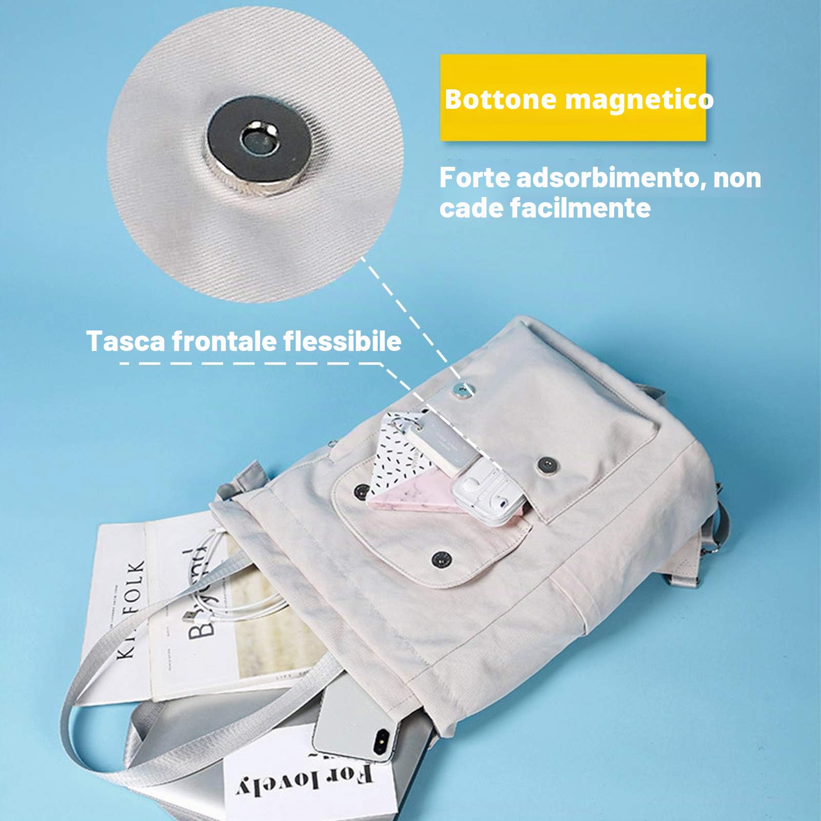 FANDARE Unisex Zaino Casual Borse a Tracoll con Caricatore USB Cinghia per Bagagli Borsa da Scuola Zainetto per 15.6 inch Laptop Backpack Scuola Viaggio Alunno Zaini Durevole Poliestere Grigio