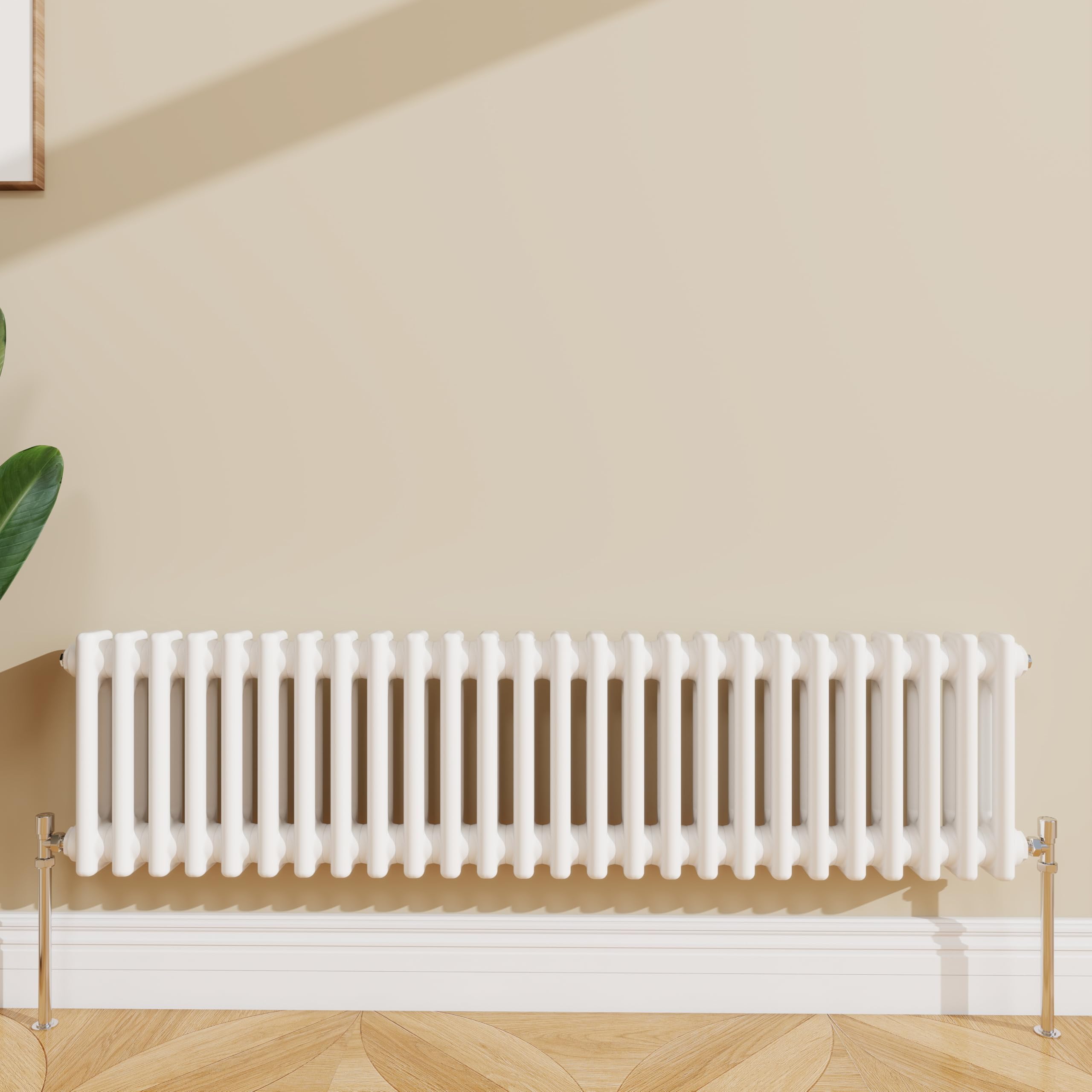 SLINE SANITARY 300x1190mm Cast Iron Style Traditional 3 Column Horizontal White Central Heating Radiator