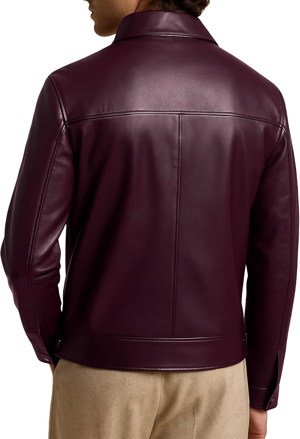Classic Polo Collar Leather Jacket Men-Work Jackets Turndown Collar Business Casual - Image 6