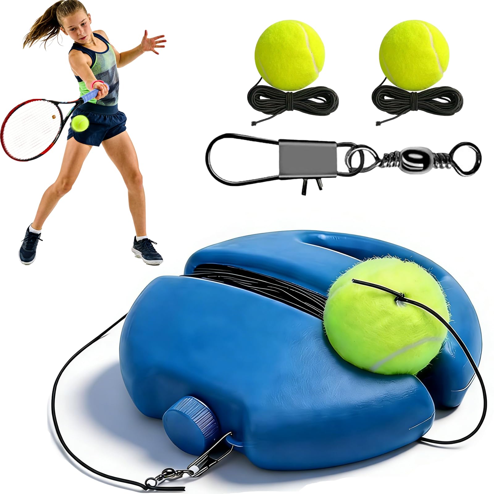 Kazuiyia Solo Tennis Trainer Rebound Ball, 2026 Upgraded Portable Tennis Practice Wall, Tennis Ball On Rope, 4 Colors Portable Tennis Movement Trainer