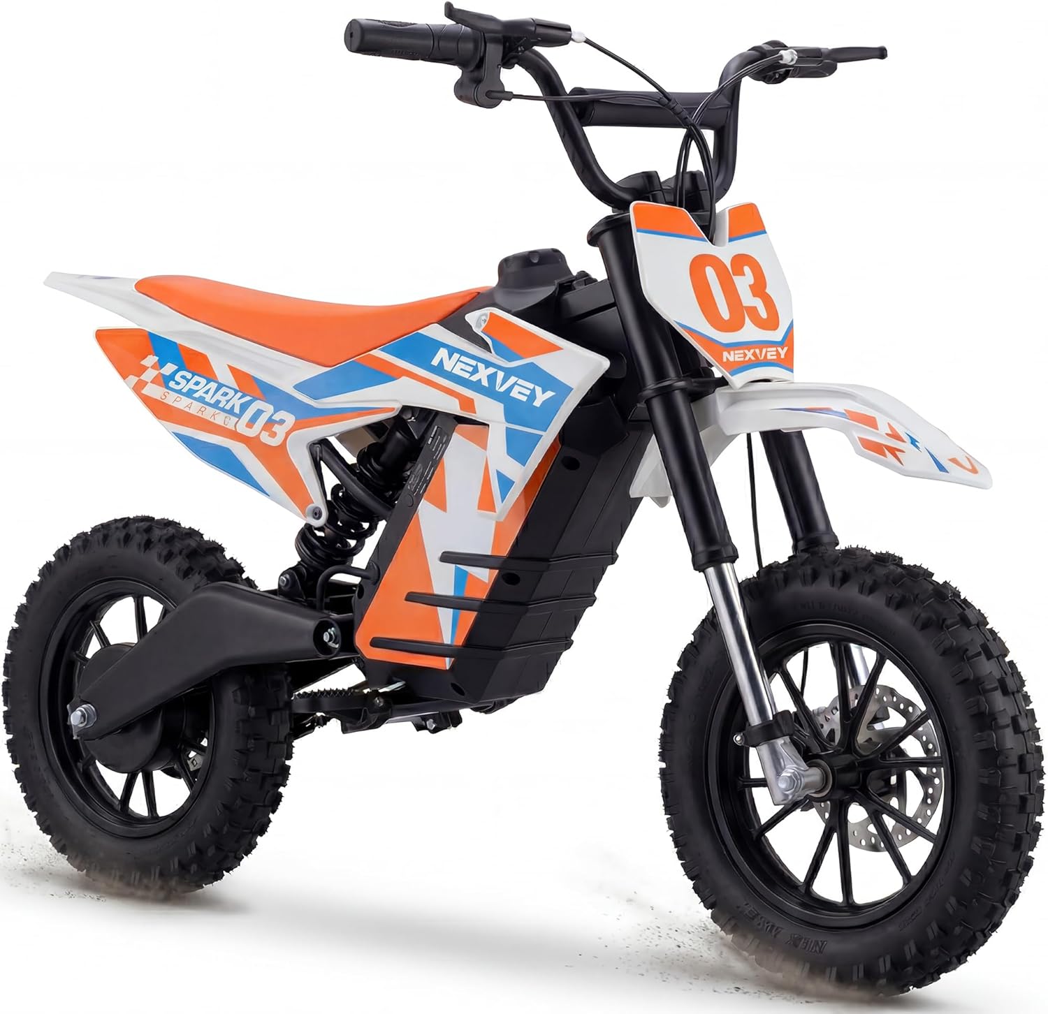NEXVEY SPARK03 Electric Dirt Bike for Kids, 1500W Peak, 22MPH, 48V 10.4Ah Battery, 3 Speed Modes, Outdoor Ride-On Gift, Dual Suspension, 14” Tires for Ages 8–13