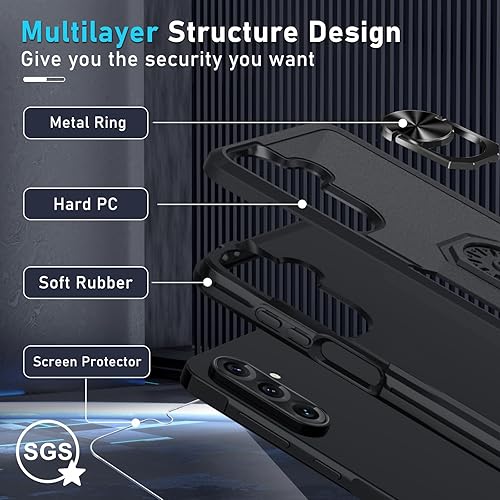 Miniatura 232 de Janmitta Funda compatible con Samsung Galaxy A14 5G con protector de pantalla + protector de lente de cámara, funda resistente de cuerpo completo
