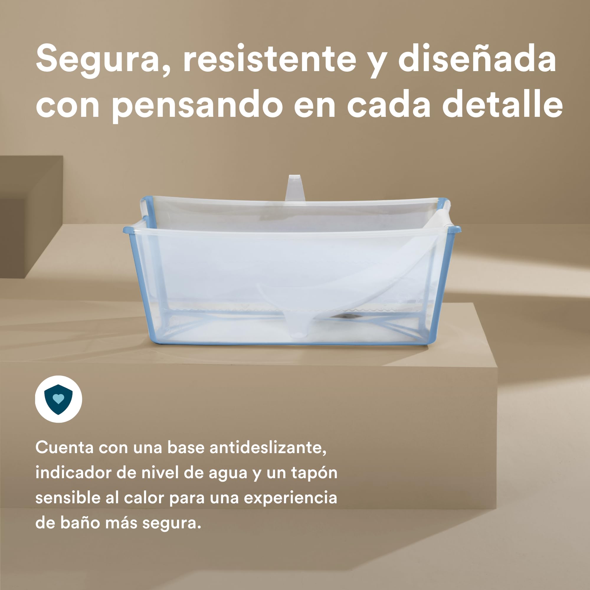Stokke Flexi Bath (Ocean Blue) con Soporte para recién nacido - Duradera y fácil de guardar - Práctica para usar en casa o de viaje - Para bebés 0 a 48 meses