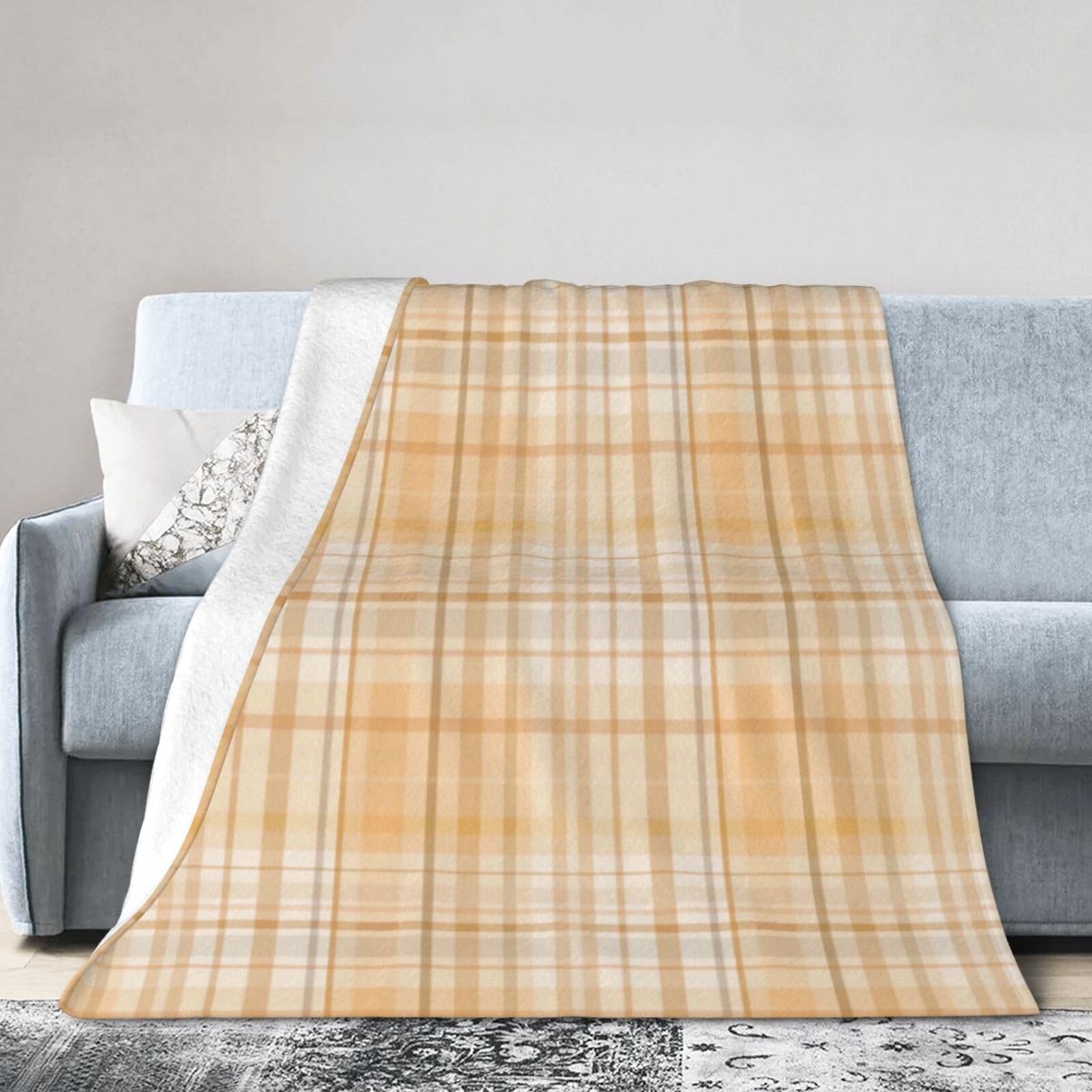 ERTDFXCV Pumpkin Spice Plaid Fall Pattern Blanket 60"x50"