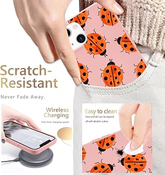 Ladybird Case for iPhone 13 Pro, Cute Cartoon Ladybird Full Protective Liquid Silicone Soft TPU Rubber Protective Phone Cover with Soft Microfiber Lining for iPhone 13 Pro(Men&Women)