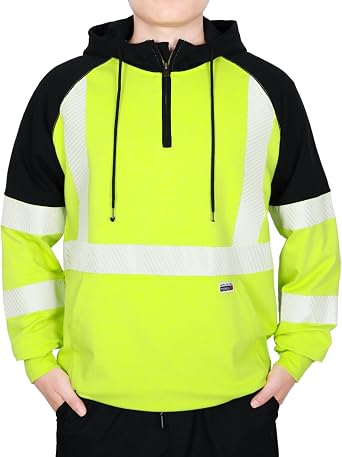 TICOMELA FR Reflective Hoodie for Men,Flame Resistant 7.5oz Lightweight Cotton SweatshirtHigh Visibility Non-Fleece Workwear
