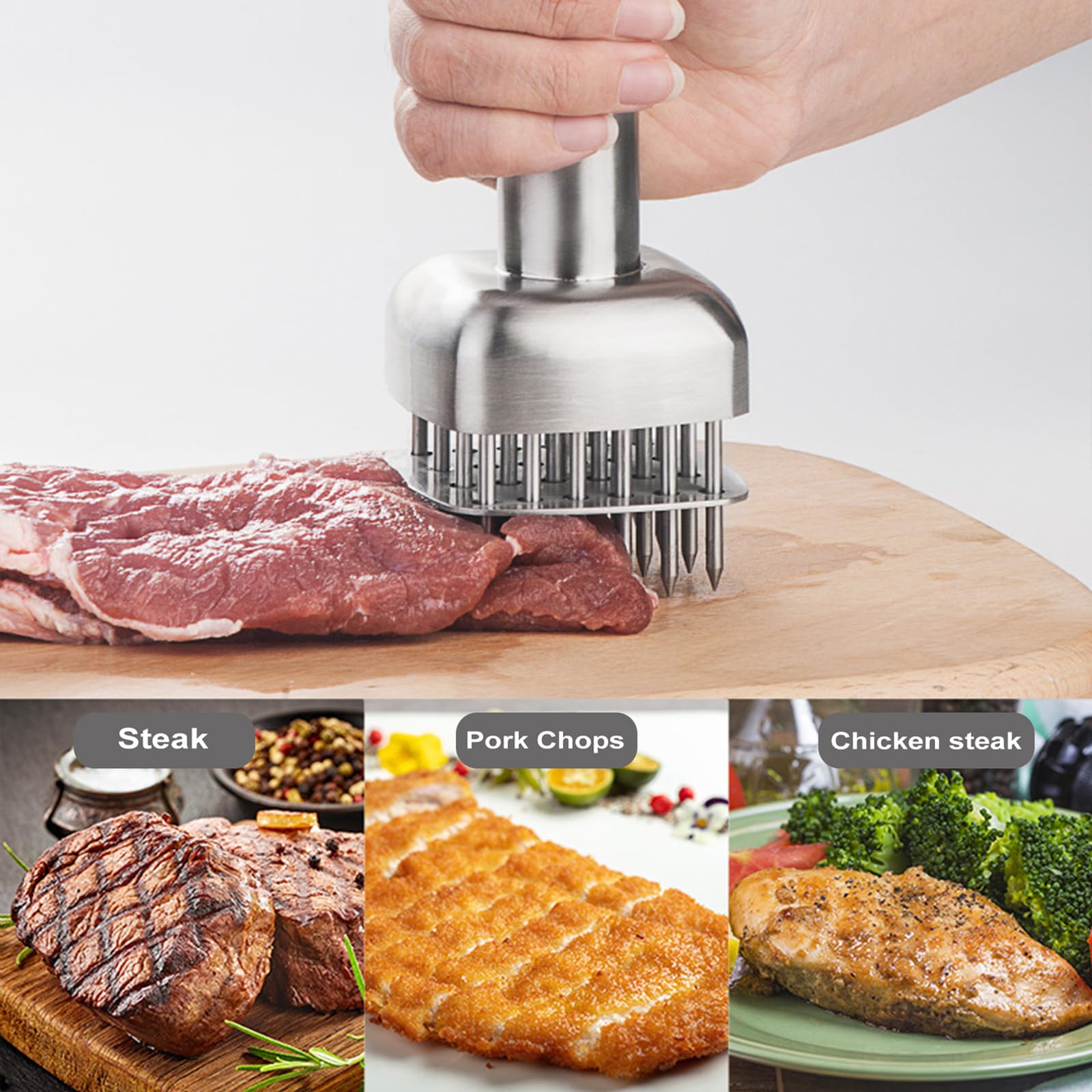 Attendrisseur De Viande 48 Aiguilles - Gadget Cuisine Pour Bœuf, Porc, Volaille Et Poisson