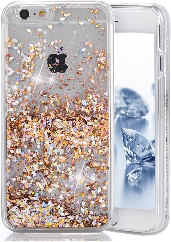 iPhone 7 / iPhone 8 Case with Floating Liquid - SUPVIN Liquid Phone Case for Girls, Fashion Flowing Liquid Floating Luxury Bling Glitter Sparkle Diamond Hard Clear Case for Apple iPhone 7 / iPhone 8