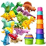 Hely Cancy No Hole Baby Dinosaur Bath Toys for Toddler, Mold Free Kids Bathtub Pool Toys (Dino+Cup)