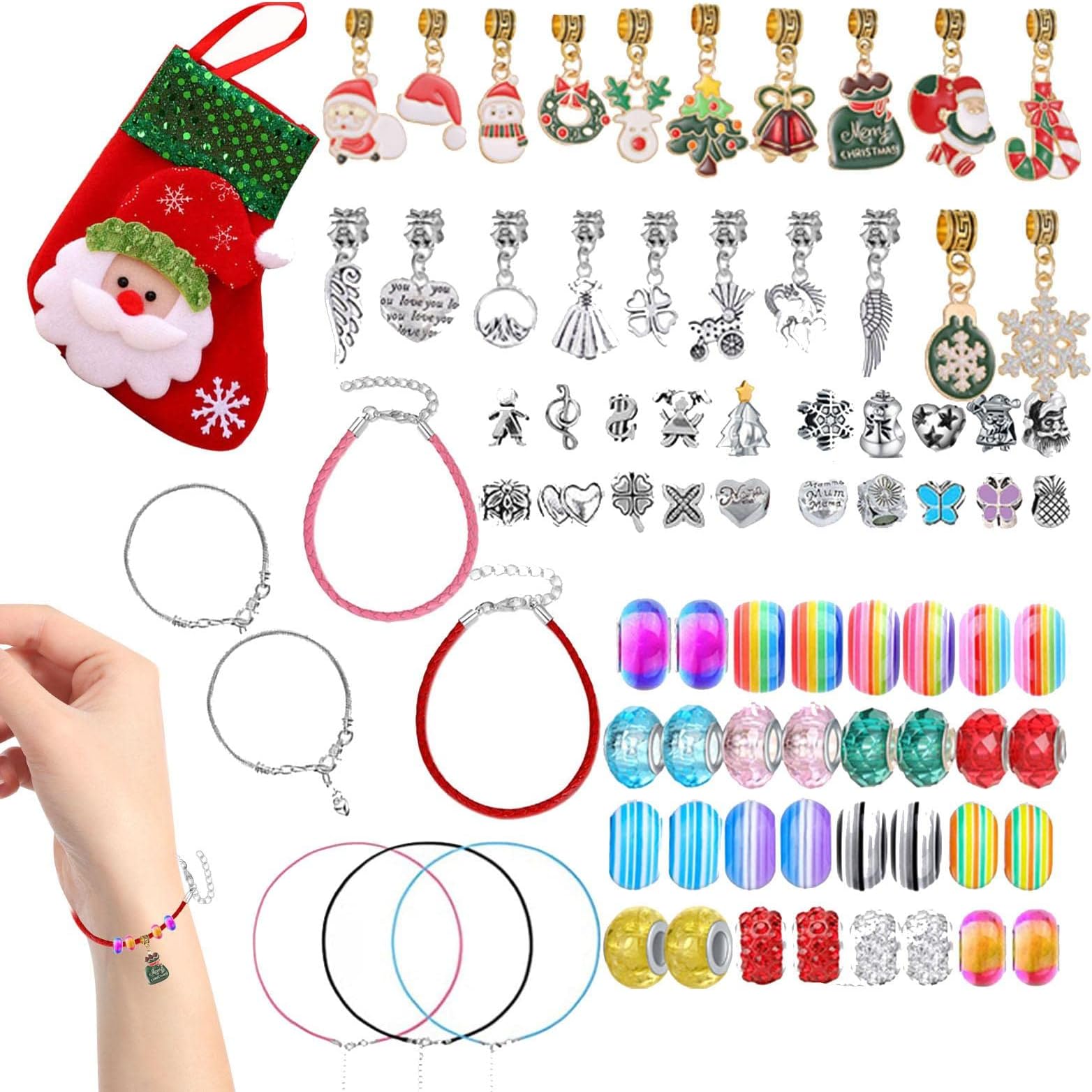 Fowybe2 Pcs Girls Advent Calendar - Cute Bracelet Countdown Calendar - Christmas Advent Calendar Countdown Calendars Jewelry Set for Kids Teens